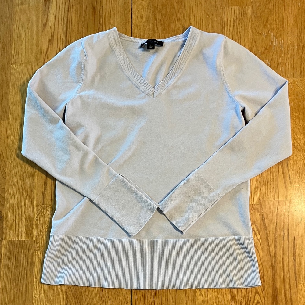 Ann Taylor Soft Blue V-Neck Sweater